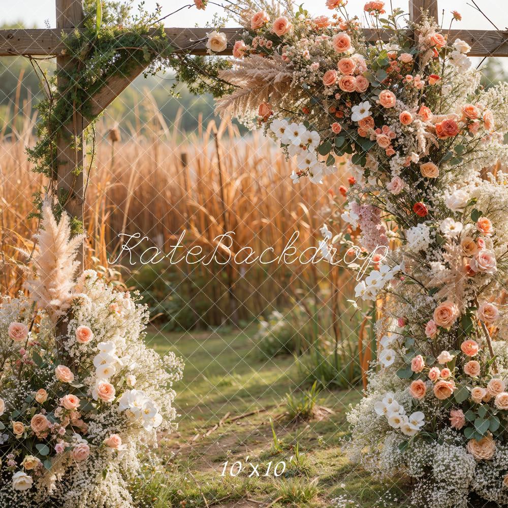 Kate Autumn Wedding Blush Roses Field Backdrop Designed by Emetselch