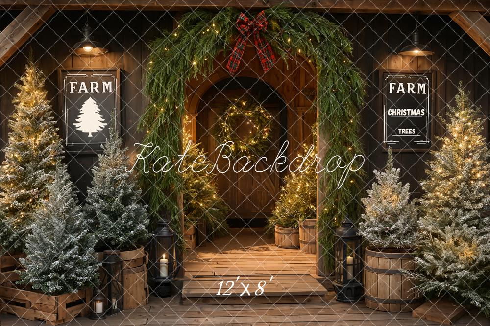 Kate Christmas Farm Tree Wooden Backdrop Designed by Emetselch