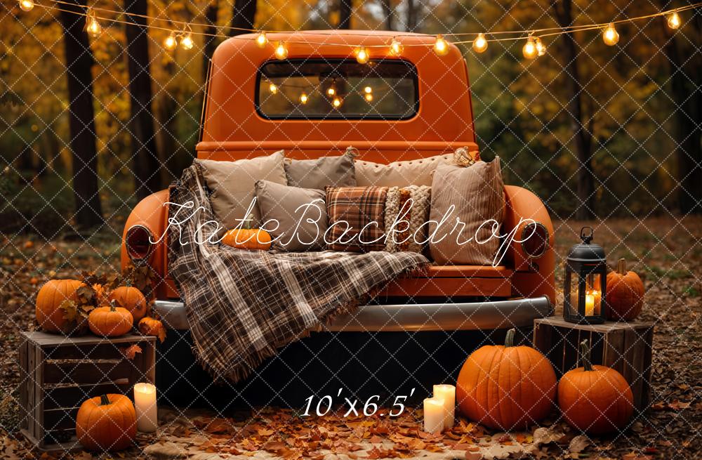 Kate Fall Truck Pumpkins Fleece Backdrop Designed by Emetselch