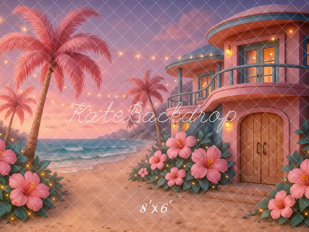 Kate Summer Beach Pink Flowers Backdrop Designed by Ashley Paul