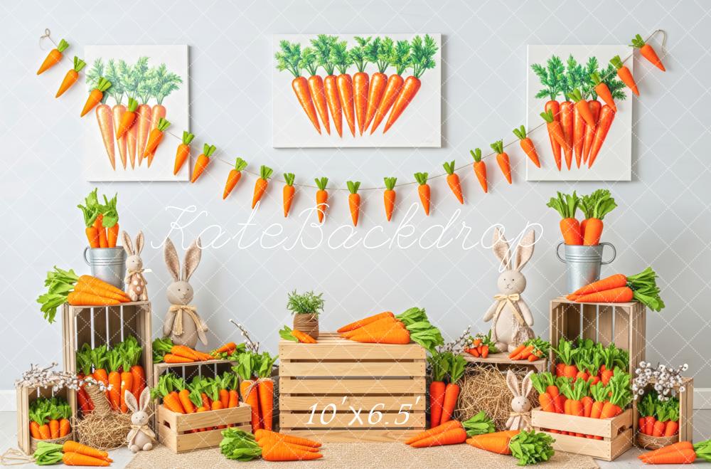 Kate Easter Bunny Carrot Garland Crates Backdrop Designed by Patty Roberts