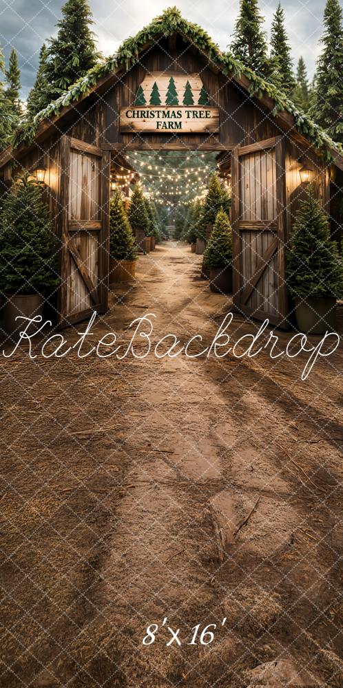 Kate Sweep Christmas Farm Trees Backdrop Designed by Chain