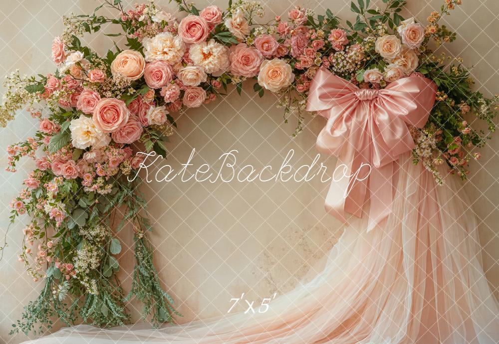 Kate Flower Arch Pink Roses Bow Backdrop Designed by Emetselch