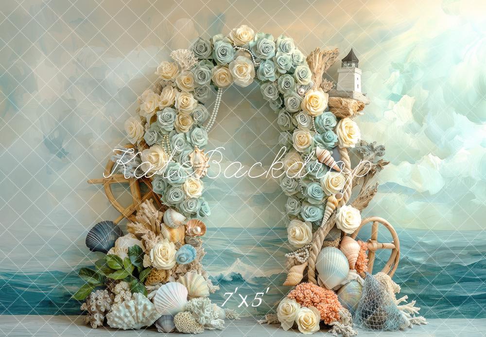 Kate Arch Seashells Lighthouse Coastal Backdrop Designed by Mini MakeBelieve - Kate Backdrop AU
