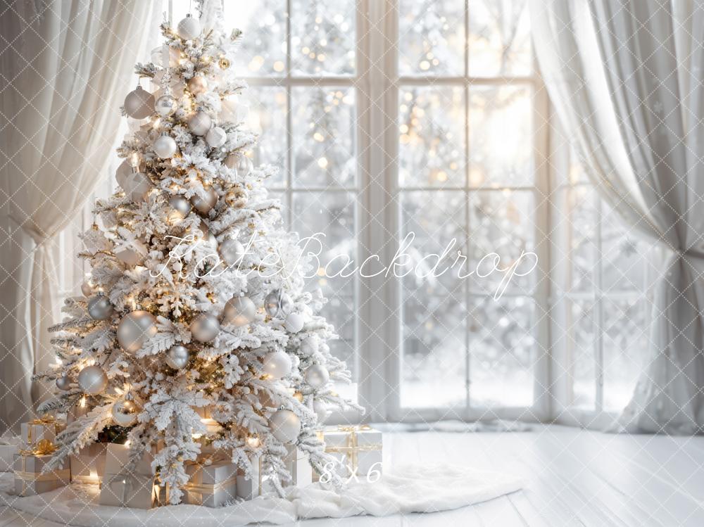 Kate Christmas Snowy Tree Window Backdrop Designed by Emetselch
