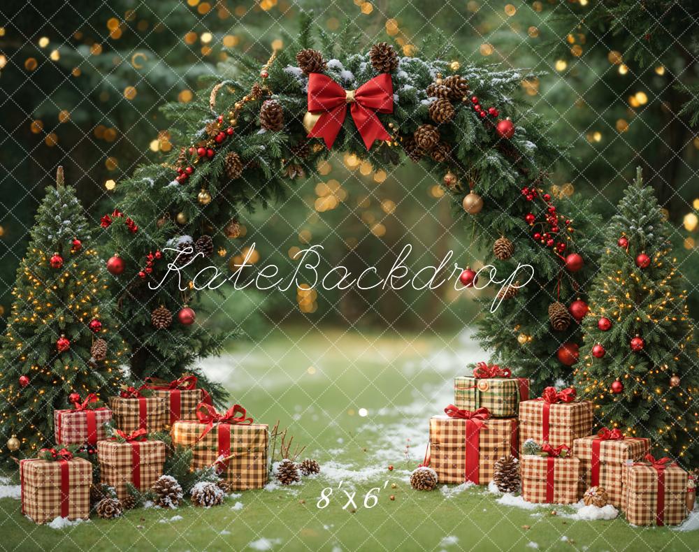 Kate Christmas Arch Gift Boxes Fleece Backdrop Designed by Emetselch - Kate Backdrop AU