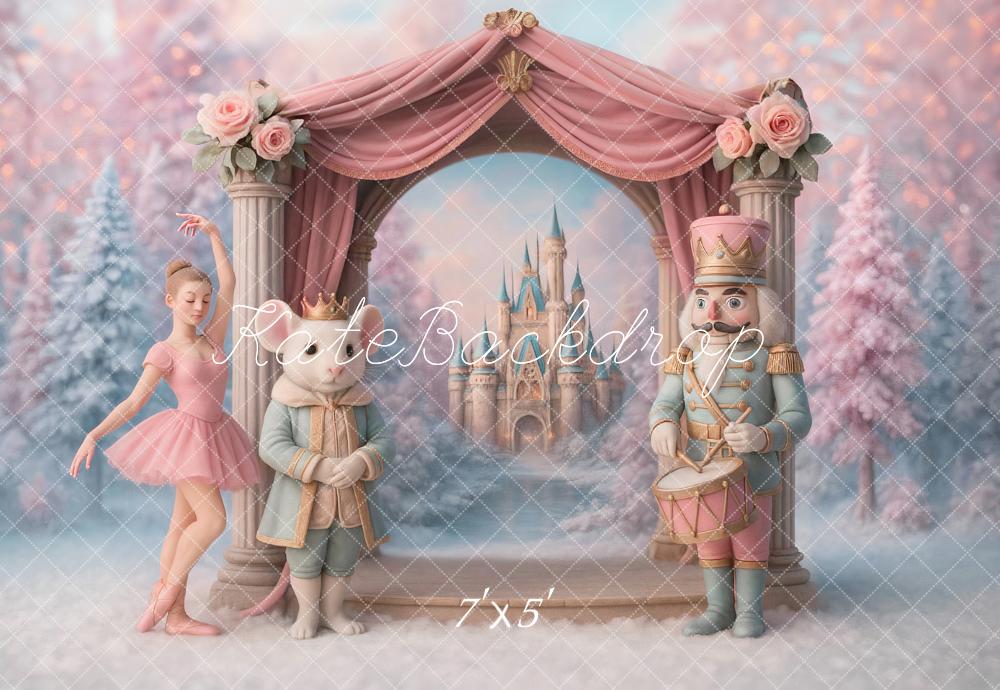 Kate Nutcracker Ballet Castle Arch Pink Backdrop Designed by Ashley Paul - Kate Backdrop AU