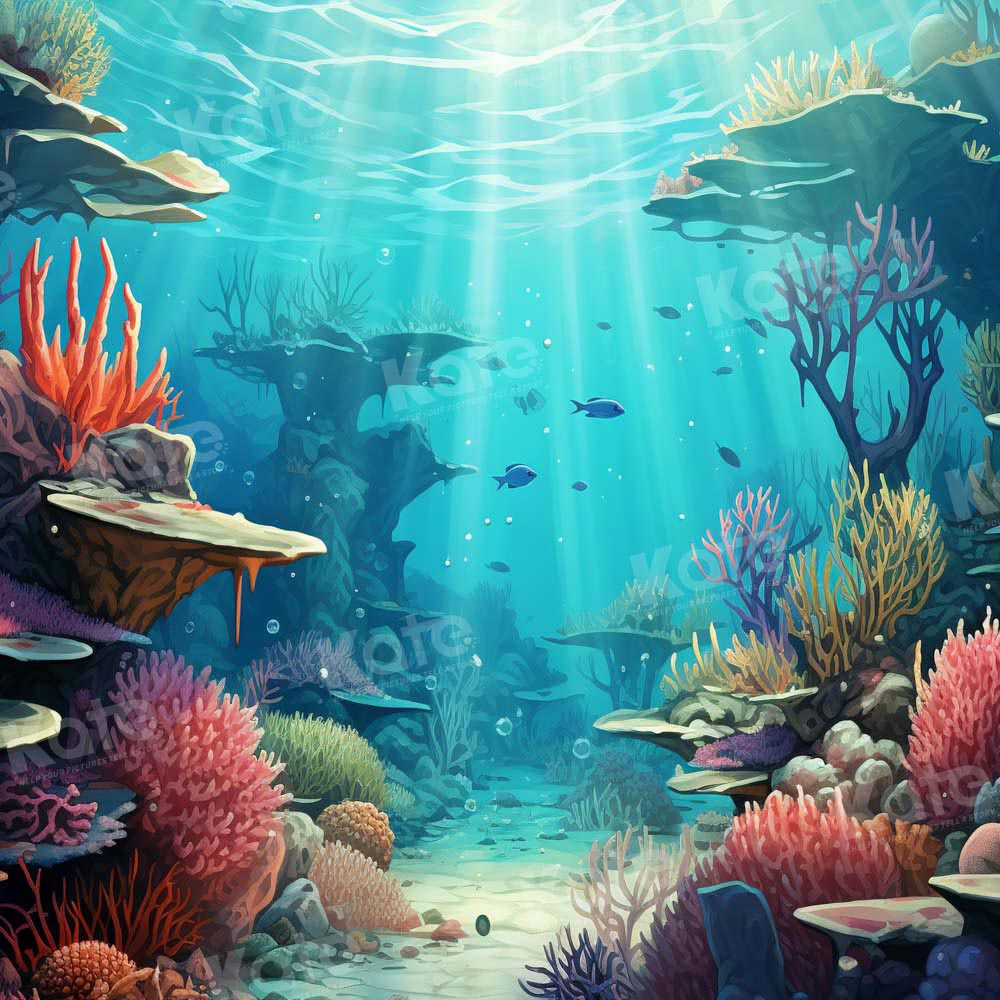 Kate Underwater Coral Reef Fish Blue Backdrop Designed by Chain - Kate Backdrop AU