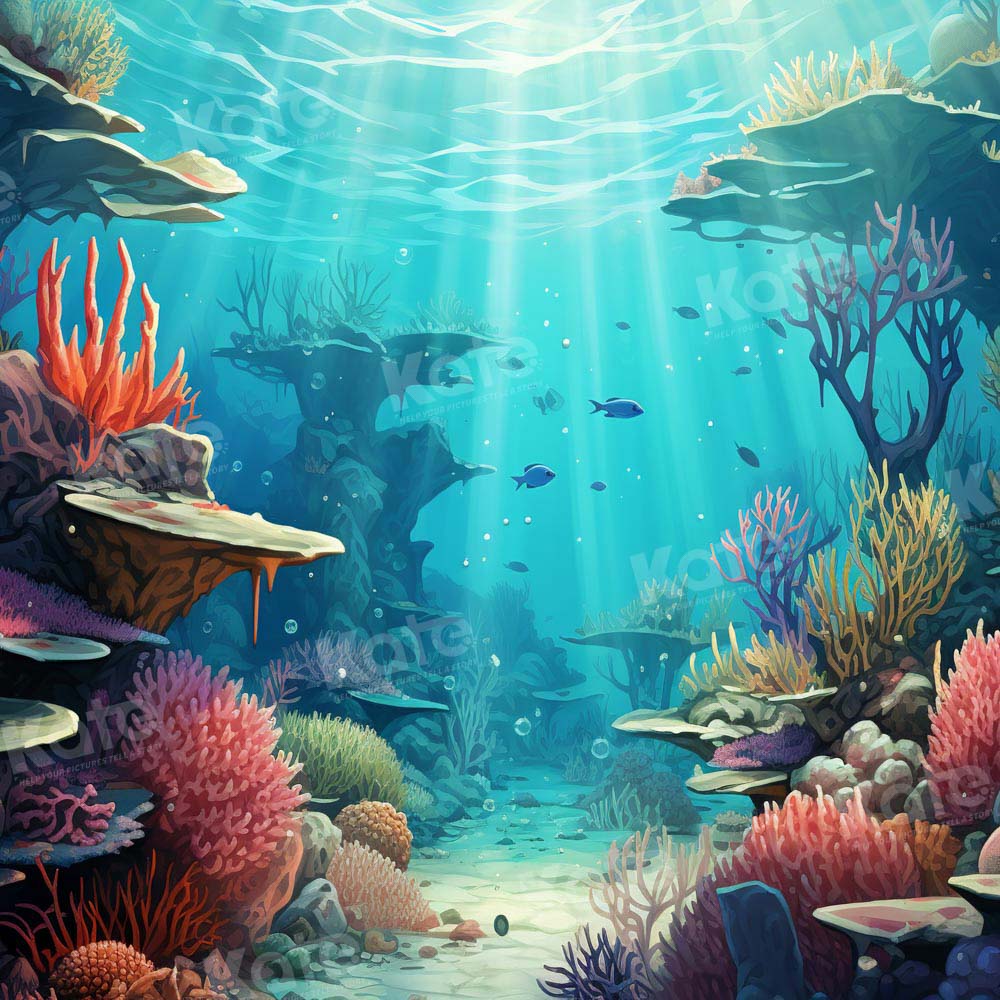 Kate Underwater Coral Reef Fish Blue Backdrop Designed by Chain - Kate Backdrop AU