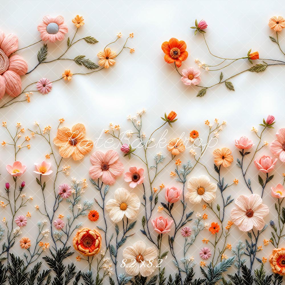 Kate Embroidered Flowers Backdrop Designed by Mini MakeBelieve