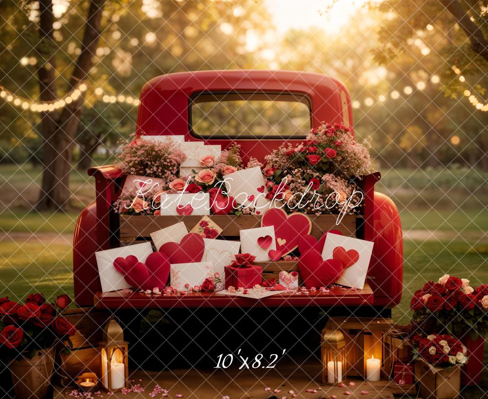 Kate Valentine Truck Flowers Heart Gifts Backdrop Designed by Emetselch