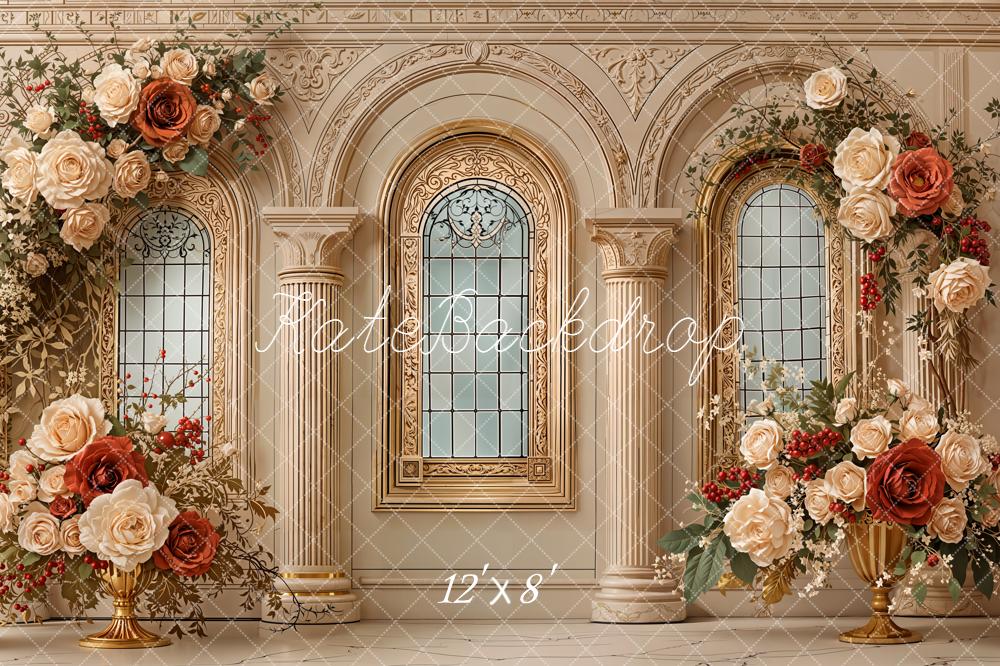 Kate Floral Arched Columns Backdrop Designed by Emetselch