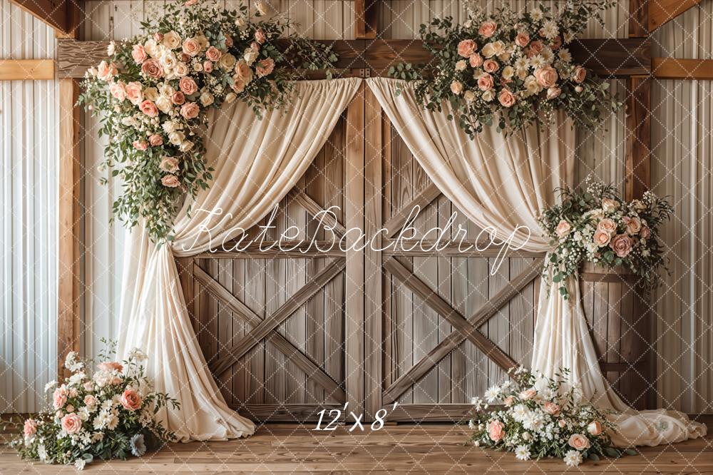 Kate Wedding Flower Barn Door Backdrop Designed by Emetselch