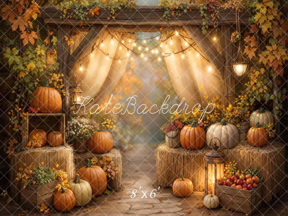 Kate Autumn Pumpkins Hay Fleece Backdrop Designed by GQ - Kate Backdrop AU