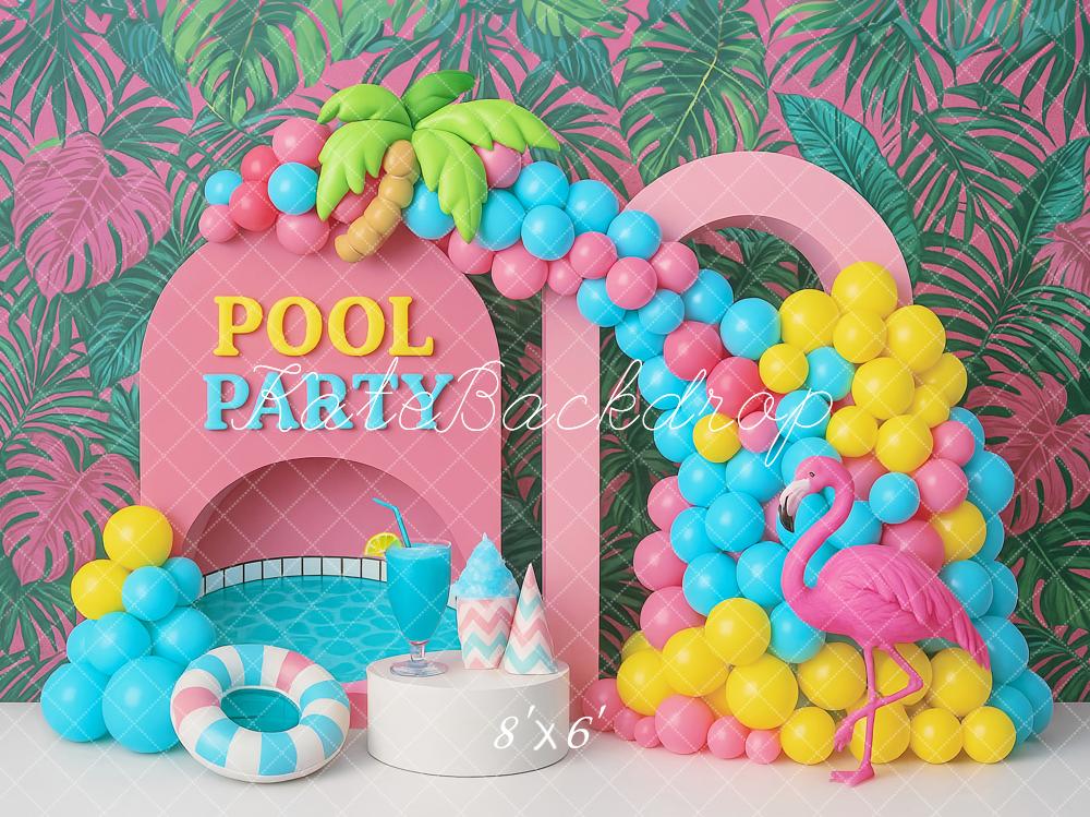 Kate Pool Party Balloons Flamingo Backdrop Designed by Ashley Paul - Kate Backdrop AU