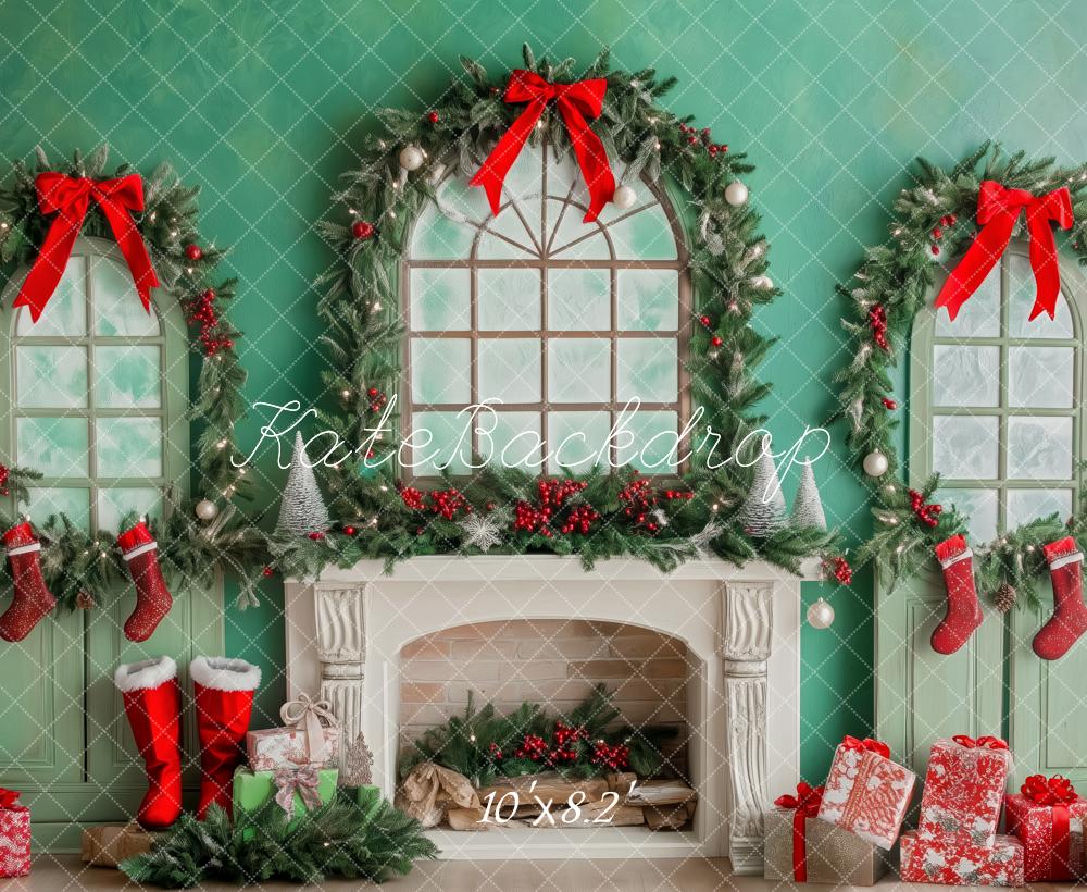 Kate Green Christmas Fireplace SBackdrop Designed by Patty Roberts - Kate Backdrop AU