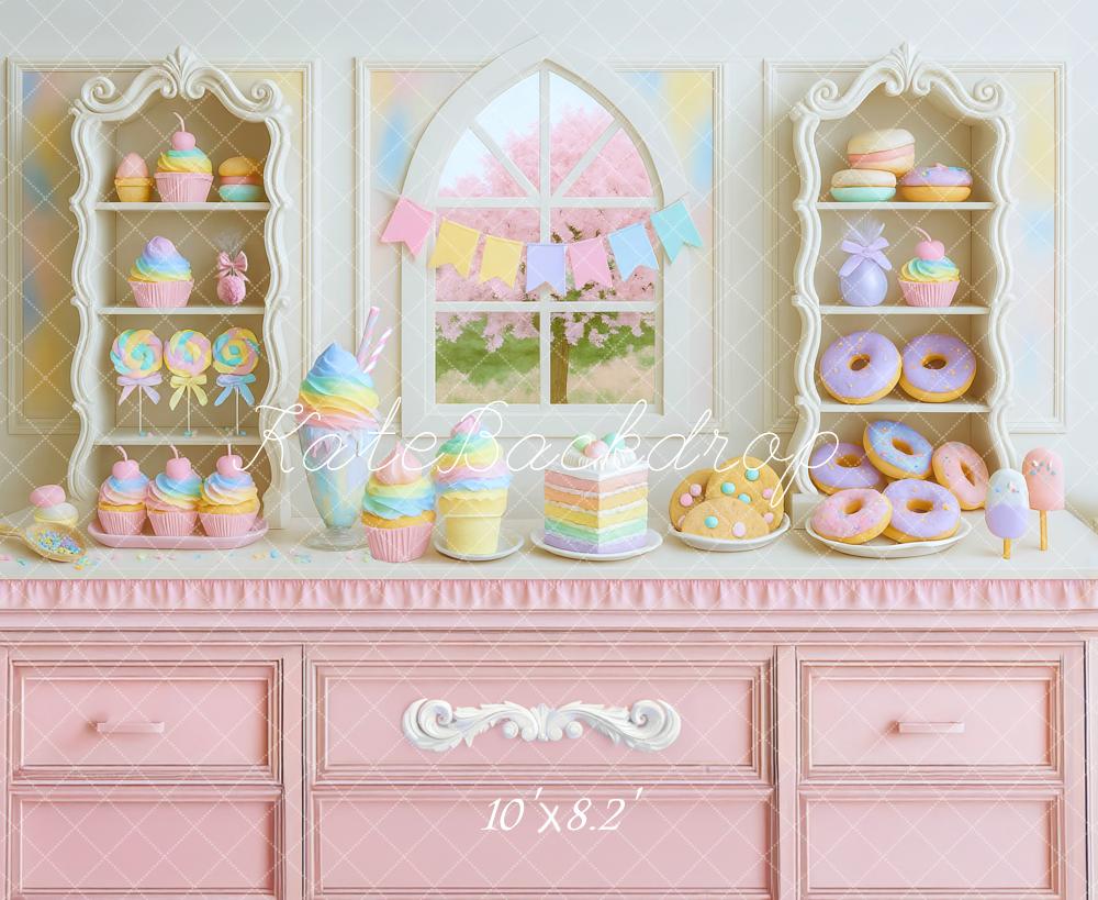 Kate Cake Smash Cupcakes Donuts Pink Cabinet Backdrop Designed by Mini MakeBelieve - Kate Backdrop AU