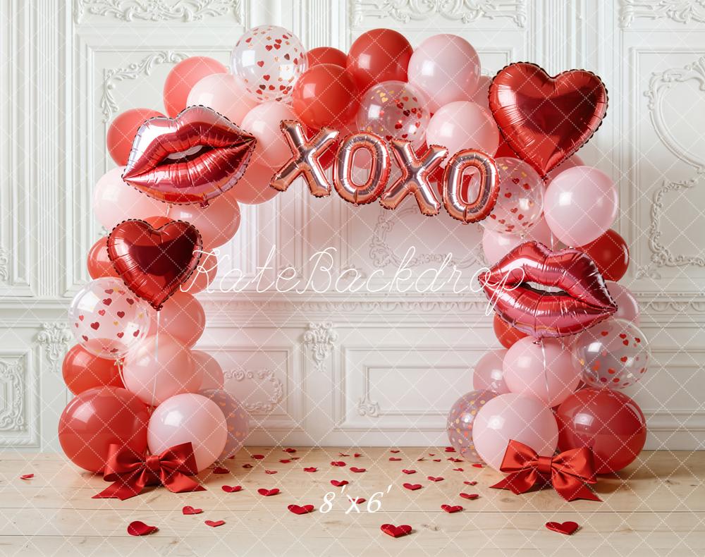 Kate Valentines Balloon Arch Lips Hearts Backdrop Designed by Emetselch