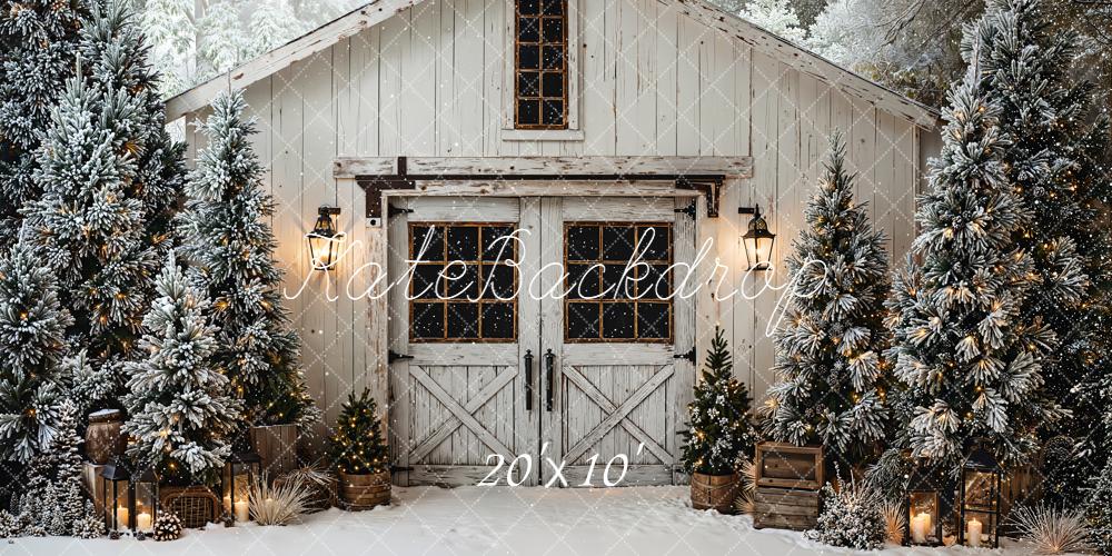 Kate Christmas Snowy Rustic Barn Backdrop Designed by Chain