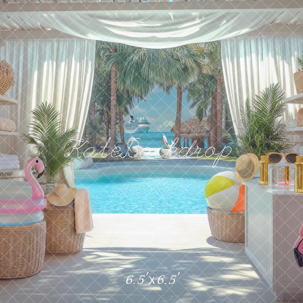 Kate Summer Poolside Flamingo Backdrop Designed by Mini MakeBelieve - Kate Backdrop AU