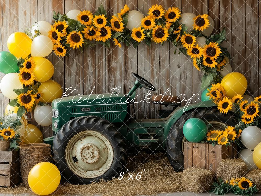 Kate Tractor Sunflowers Wooden Backdrop Designed by Patty Roberts - Kate Backdrop AU