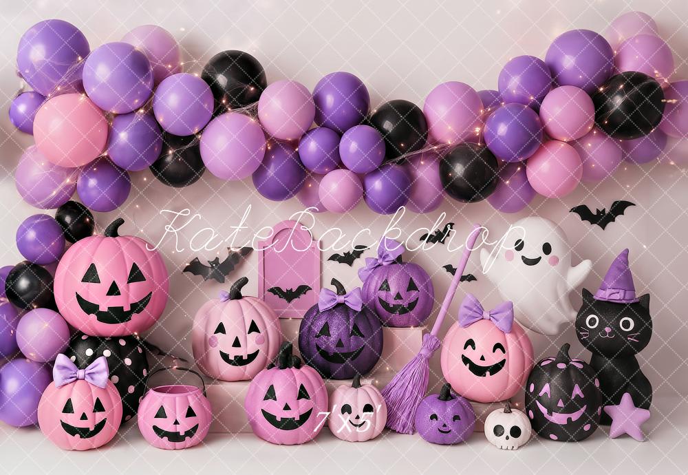 Kate Halloween Pumpkins Balloons Backdrop Designed by Ashley Paul - Kate Backdrop AU