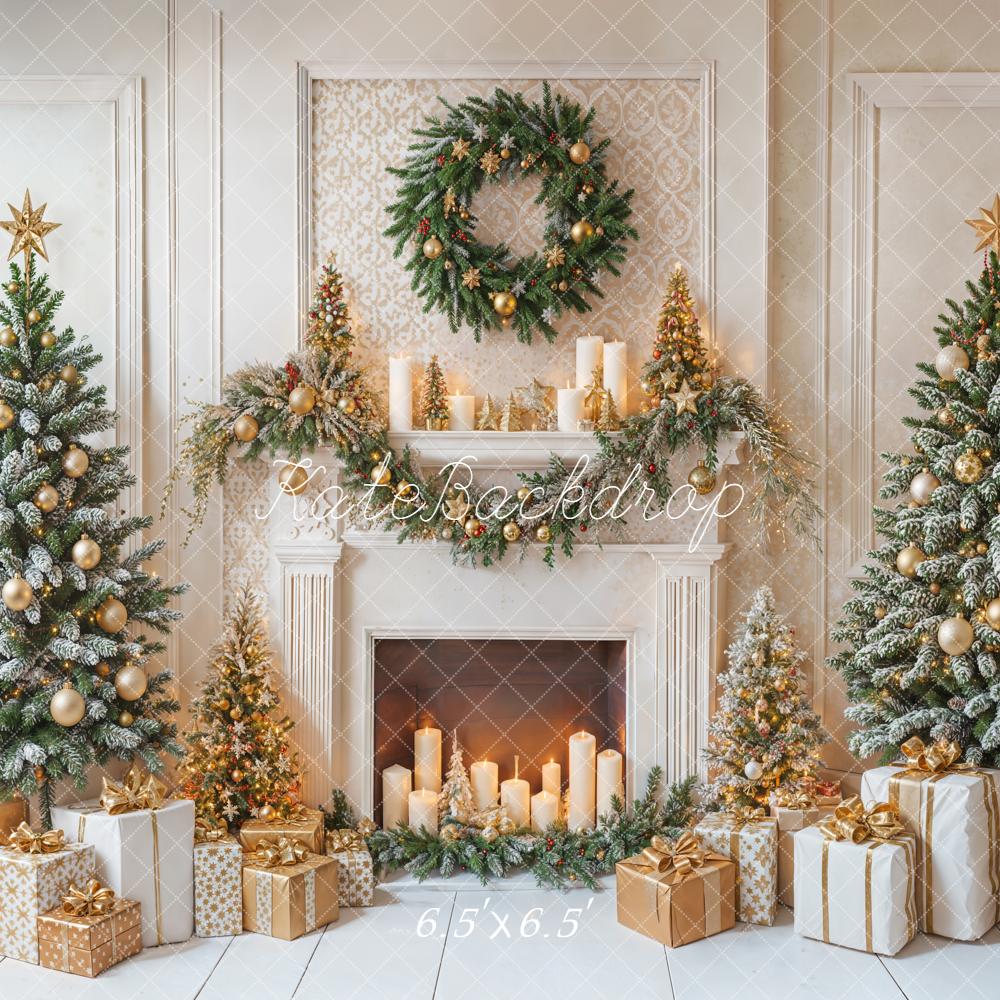 Kate Christmas Fireplace Wreath Backdrop Designed by Emetselch