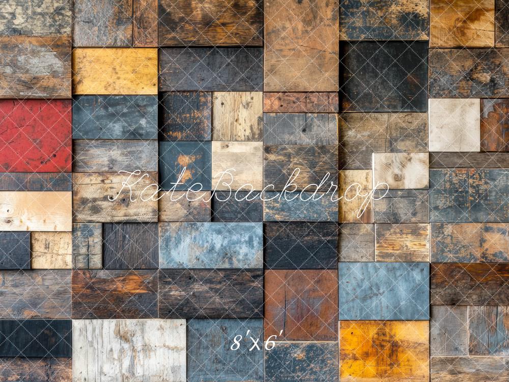 Kate Retro Wall Colourful Wood Backdrop Designed by Mini MakeBelieve