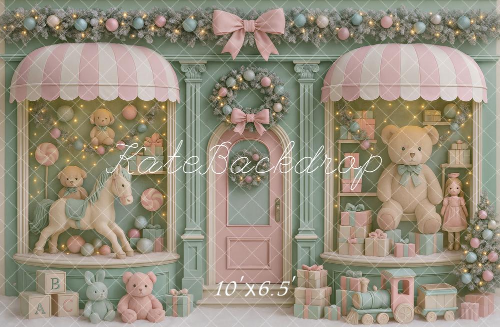 Kate Toy Shop Teddy Bear Christmas Backdrop Designed by Ashley Paul