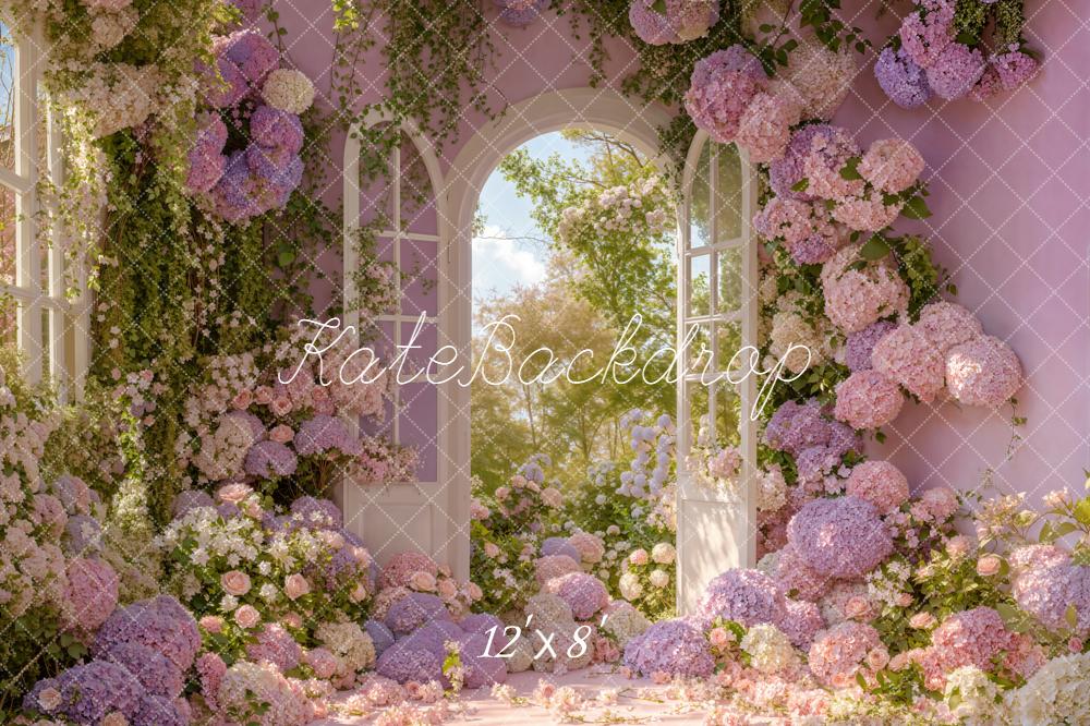 Kate Spring Hydrangea Garden Fleece Backdrop Designed by Emetselch