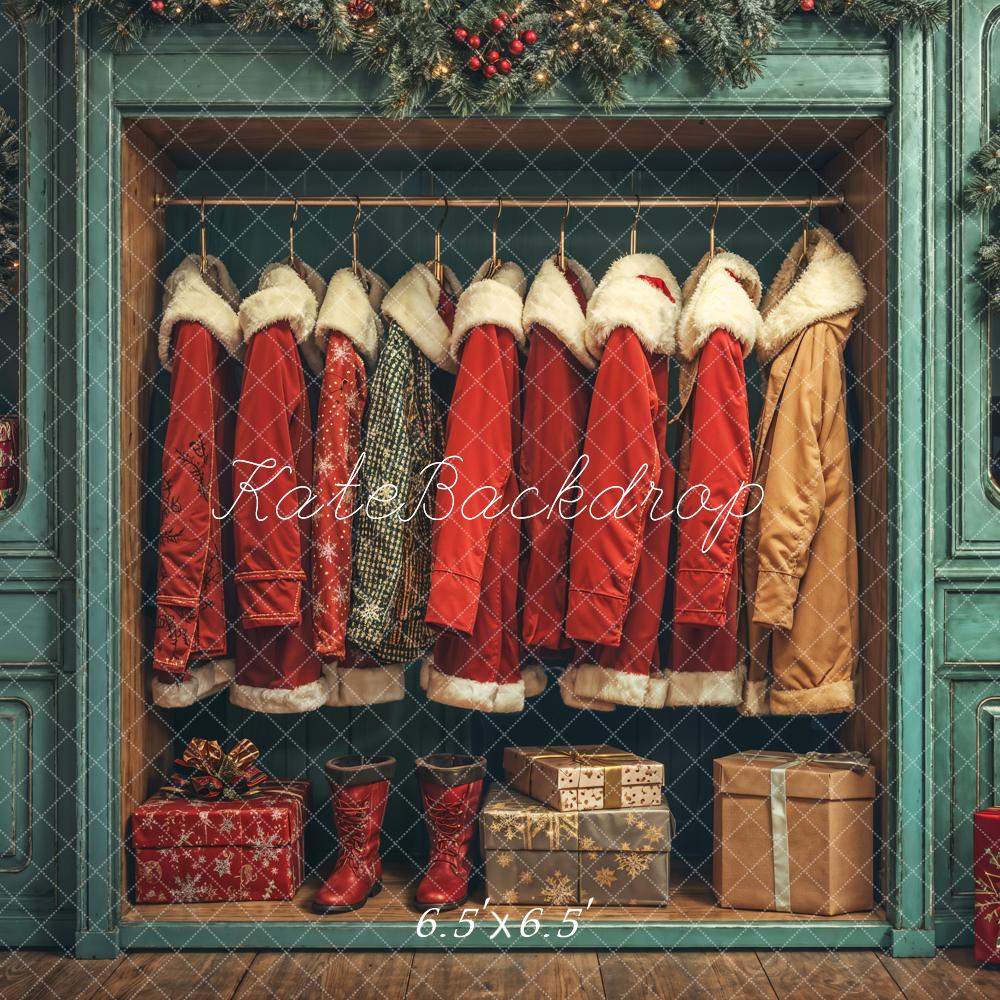 Kate Christmas Santa Coats Presents Backdrop Designed by Emetselch
