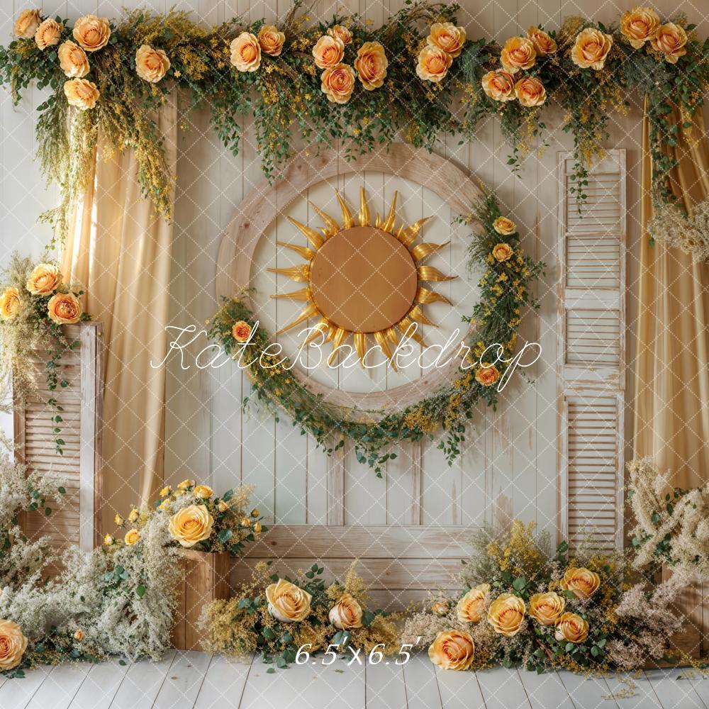 Kate Spring Yellow Roses Sun Backdrop Designed by Emetselch