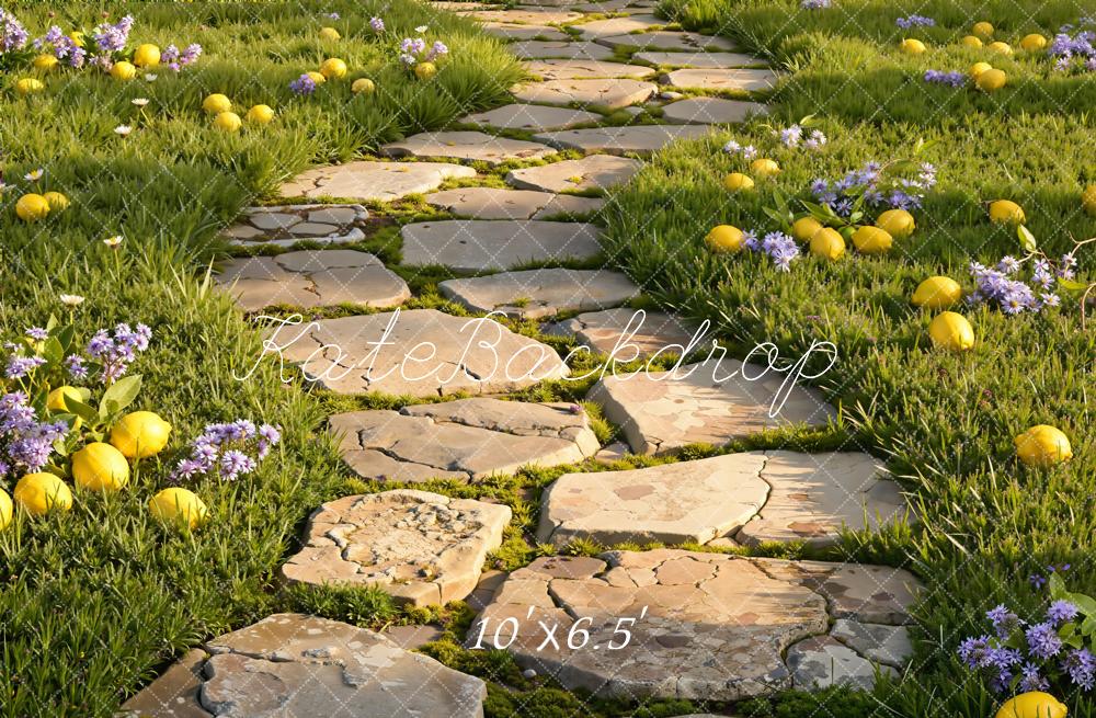 Kate Stone Path Lemons Grass Backdrop Designed by Emetselch