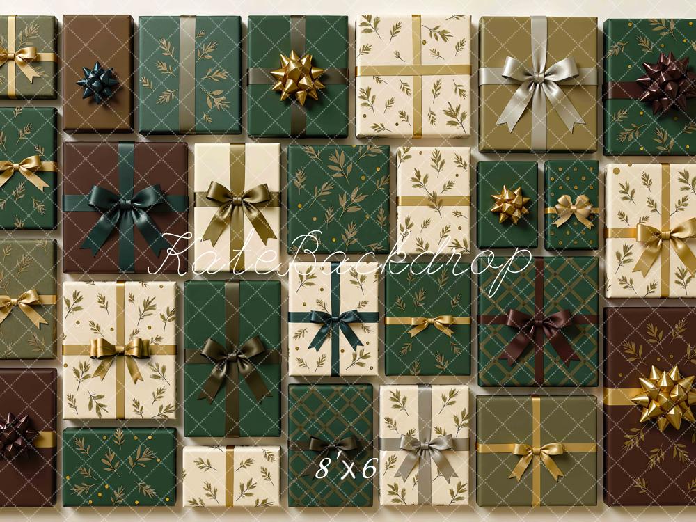Kate Christmas Green Presents Wall Backdrop Designed by Mini MakeBelieve