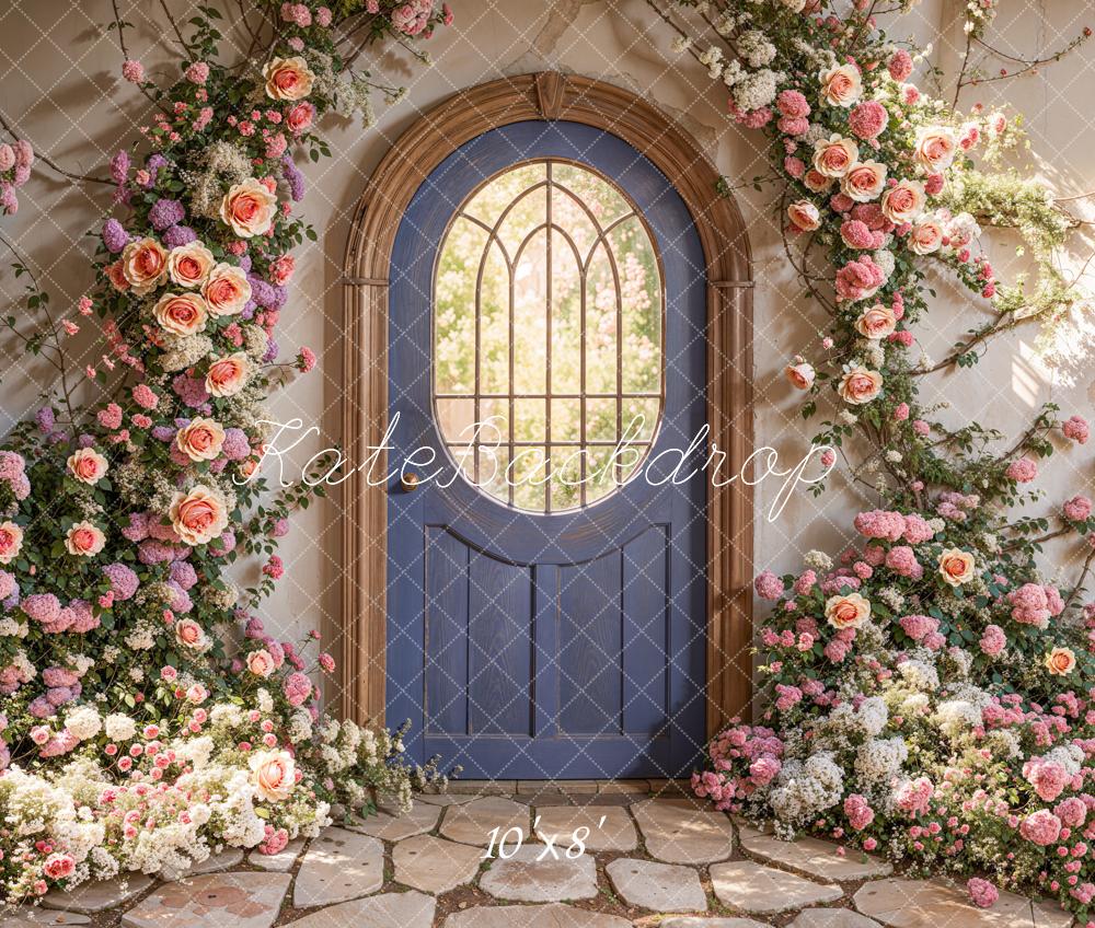Kate Flower Arch Stone Pathway Door Fleece Backdrop Designed by Emetselch