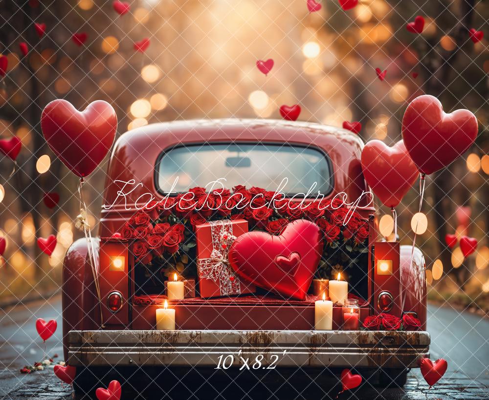 Kate Valentine Car Heart Balloons Roses Backdrop Designed by Emetselch
