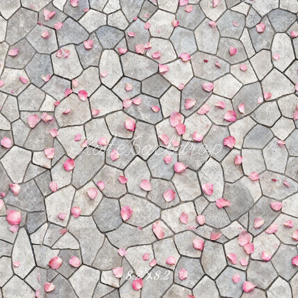 Kate Cobblestone Ground Pink Petals Backdrop Designed by Emetselch