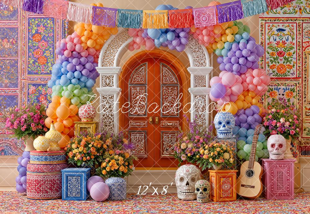Kate Arch Balloons Skulls Guitar Fleece Backdrop Designed by Emetselch
