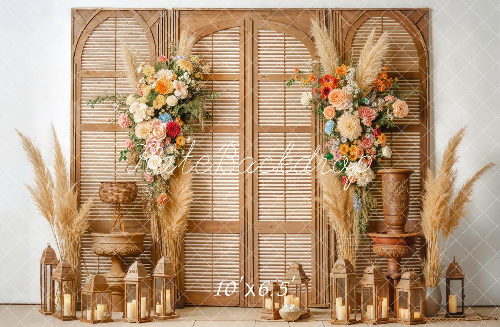 Kate Bohemian Floral Wooden Screen Backdrop Designed by Emetselch