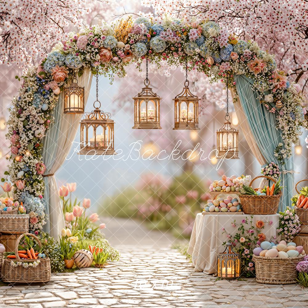 Kate Easter Bunny Flower Arch Lanterns Backdrop Designed by Emetselch