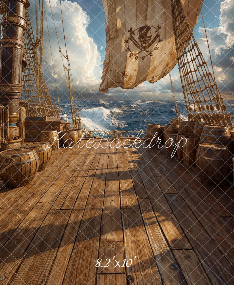 Kate Pirate Ship Wooden Deck Ocean Backdrop Designed by Chain