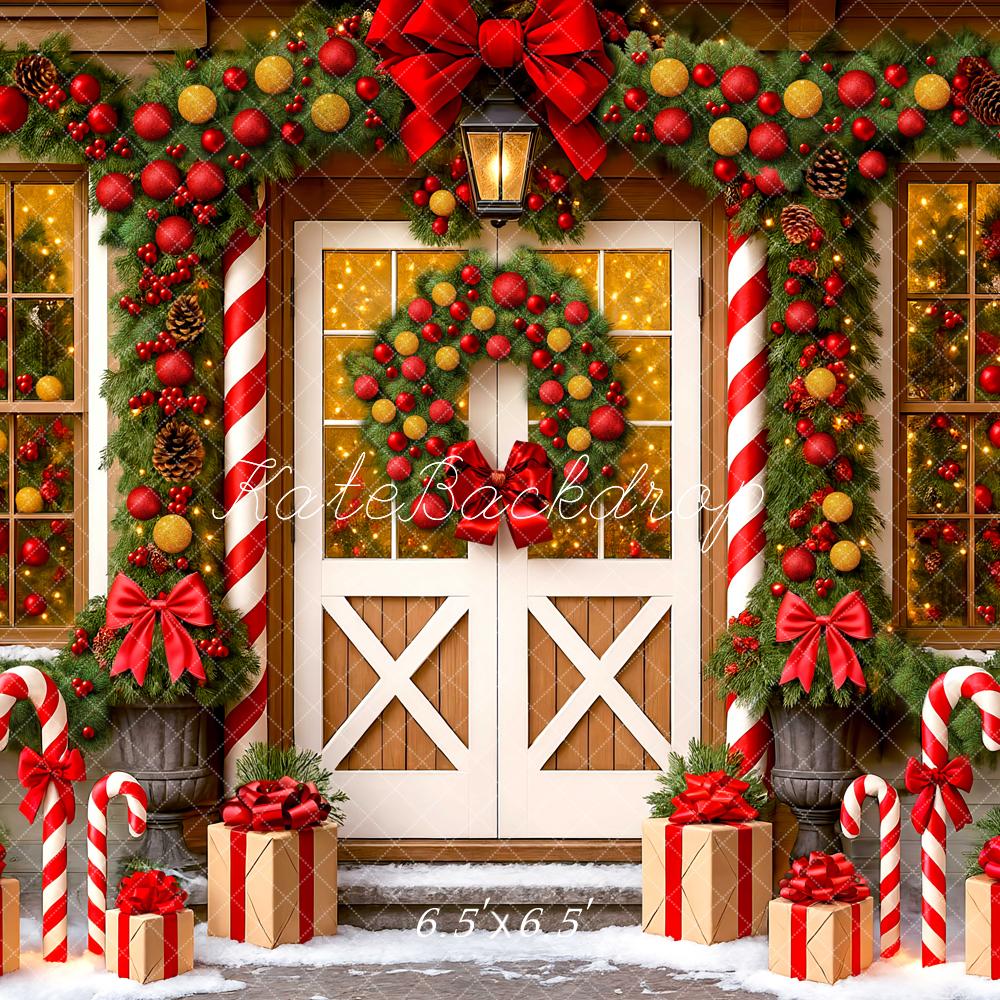 Kate Christmas Presents Candy Cane Backdrop Designed by Mini MakeBelieve - Kate Backdrop AU