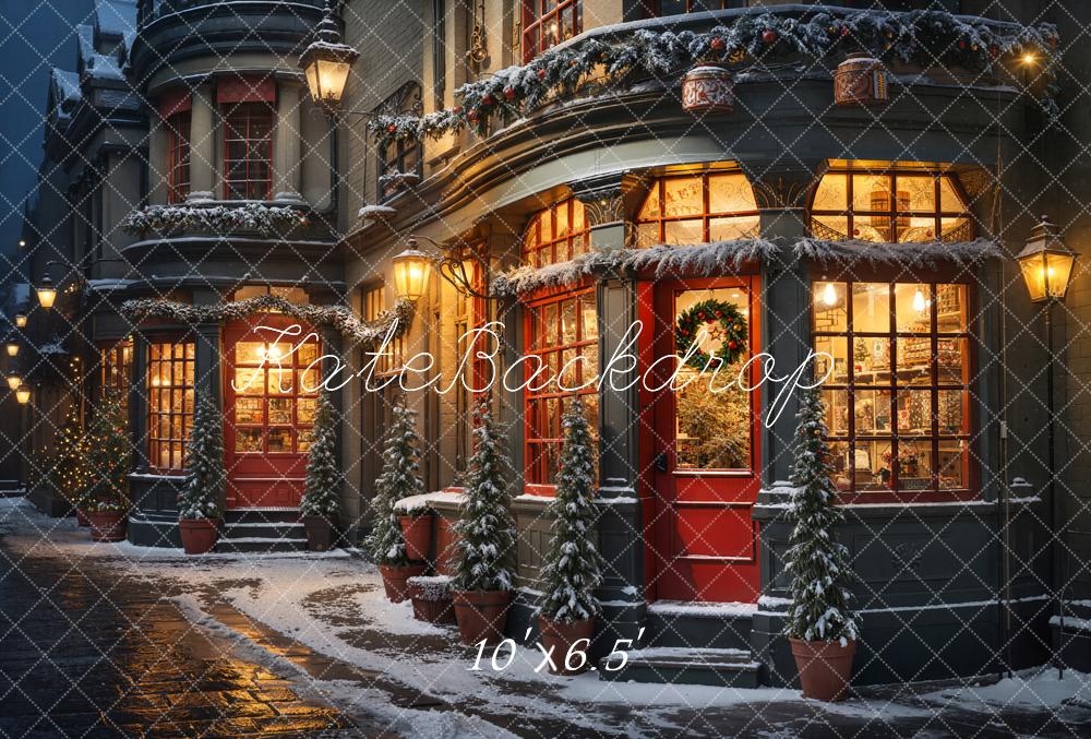 Kate Christmas Snow Street Fleece Backdrop Designed by Emetselch - Kate Backdrop AU