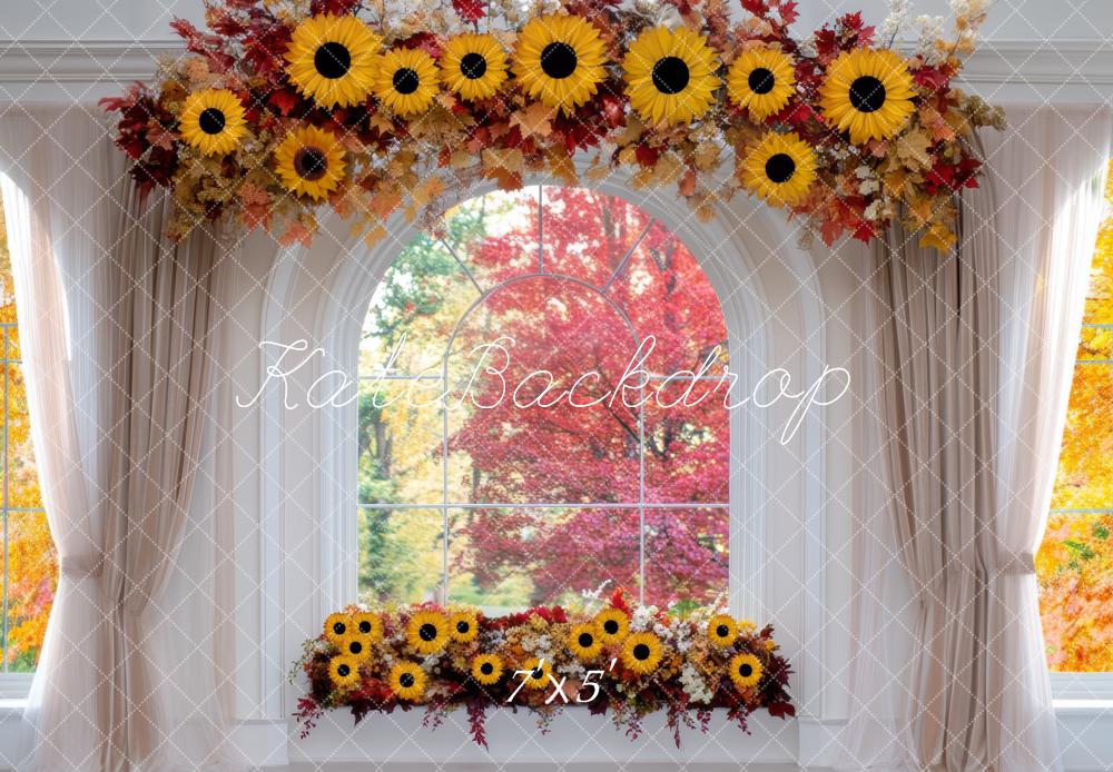 Kate Autumn Sunflower Window Backdrop Designed by Mini MakeBelieve - Kate Backdrop AU