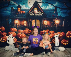 Kate Halloween Outdoor Pumpkin Cottage Backdrop Designed by Emetselch