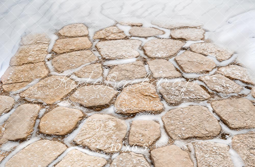 Kate Cobblestone Snow Path Fleece Backdrop Designed by Kate Image - Kate Backdrop AU