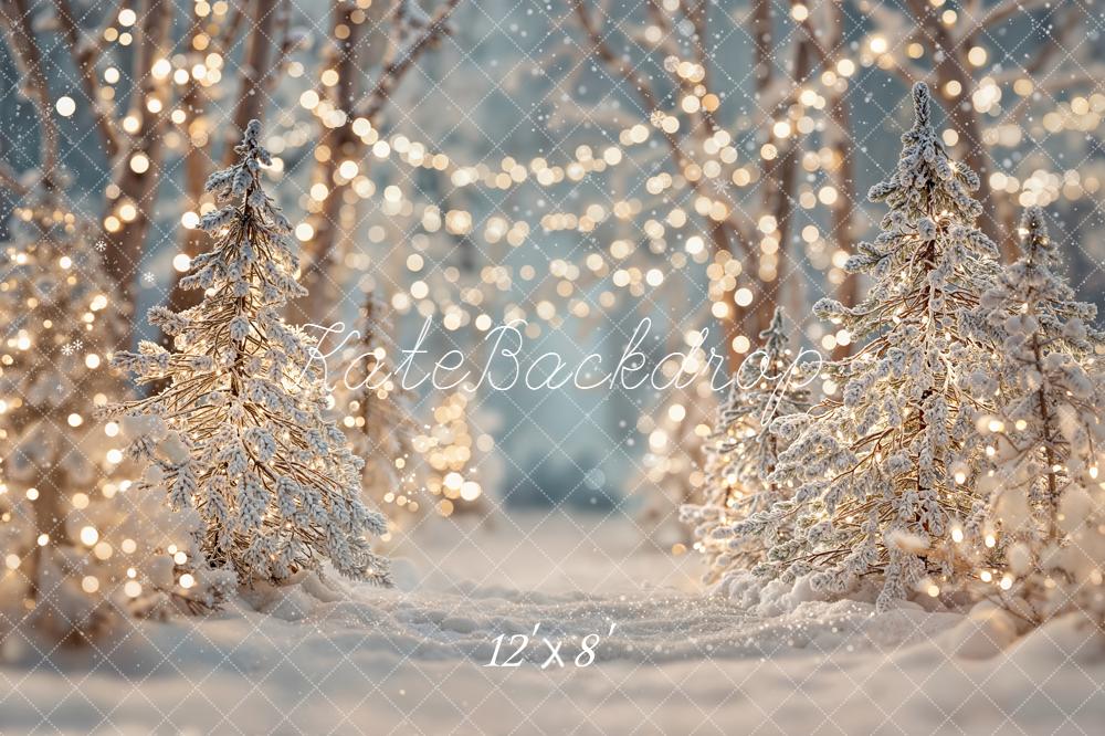 Kate Christmas Snowy Forest Lights Backdrop Designed by Emetselch