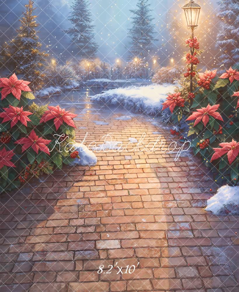Kate Christmas Snowy Brick Pathway Backdrop Designed by Kate Image - Kate Backdrop AU