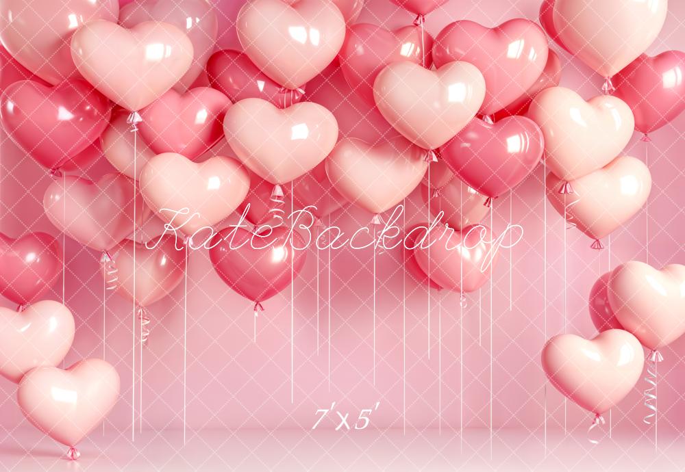 Kate Heart Balloons Pink Gradient Backdrop Designed by Emetselch