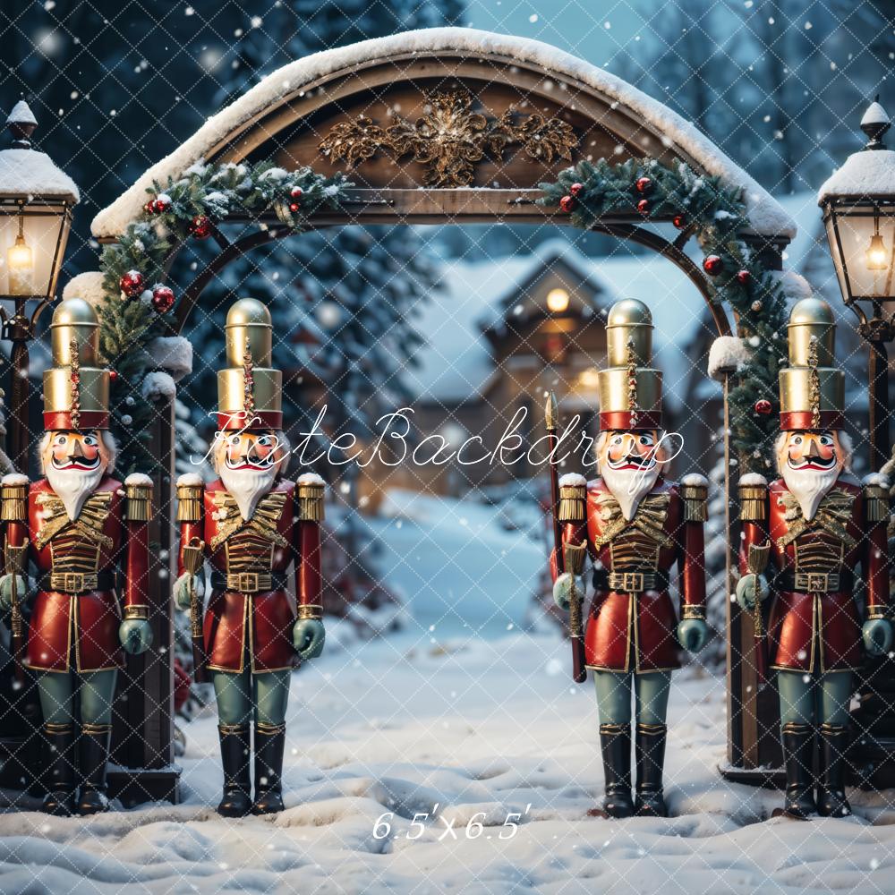 Kate Christmas Nutcracker Archway Snow Backdrop Designed by Emetselch - Kate Backdrop AU